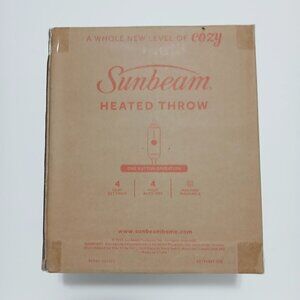 Sunbeam Blue Plaid Heated Microplush Sherpa Blanket Throw 50×60″ with Remote NEW